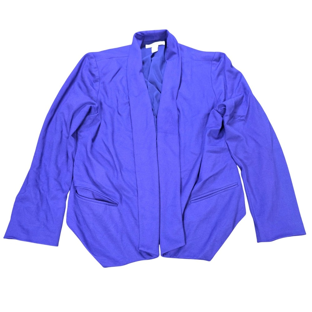 Chico's Ponte Knit Open Front Blazer Jacket Women's Size 2 L Purple Shawl Collar